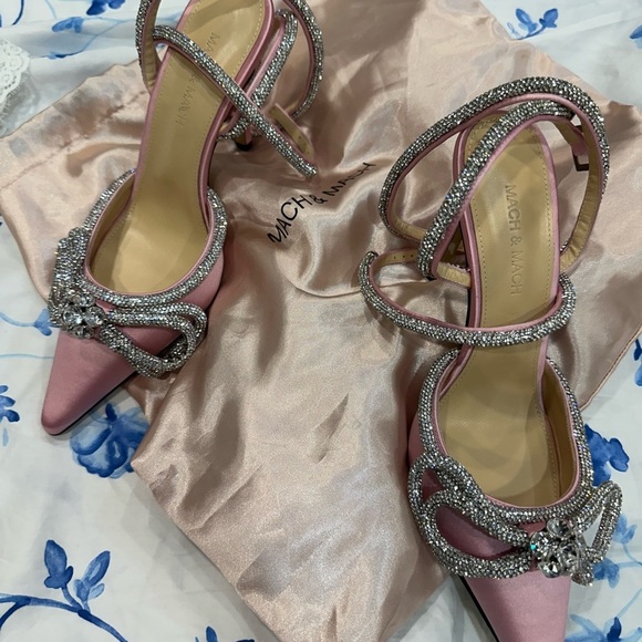 New Mach & Mach Pink Double Bow Heels 37.5 - Picture 4 of 4